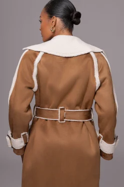 JLUXLABEL Tan Suede And Sherpa Reversible Coat