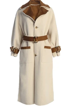 JLUXLABEL Tan Suede And Sherpa Reversible Coat