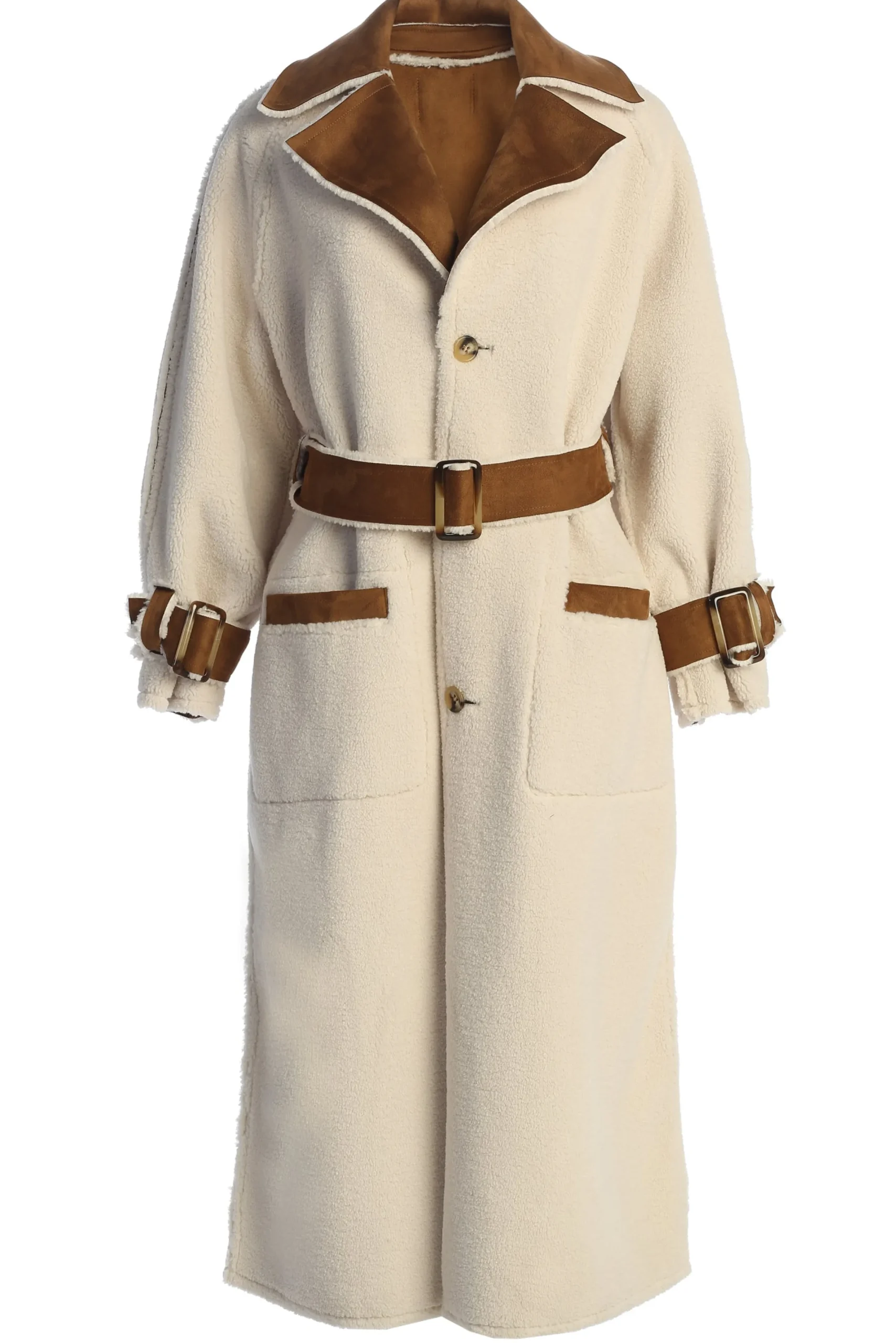 JLUXLABEL Tan Suede And Sherpa Reversible Coat