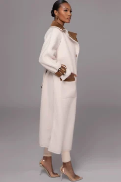 JLUXLABEL Tan Suede And Sherpa Reversible Coat