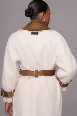 JLUXLABEL Tan Suede And Sherpa Reversible Coat