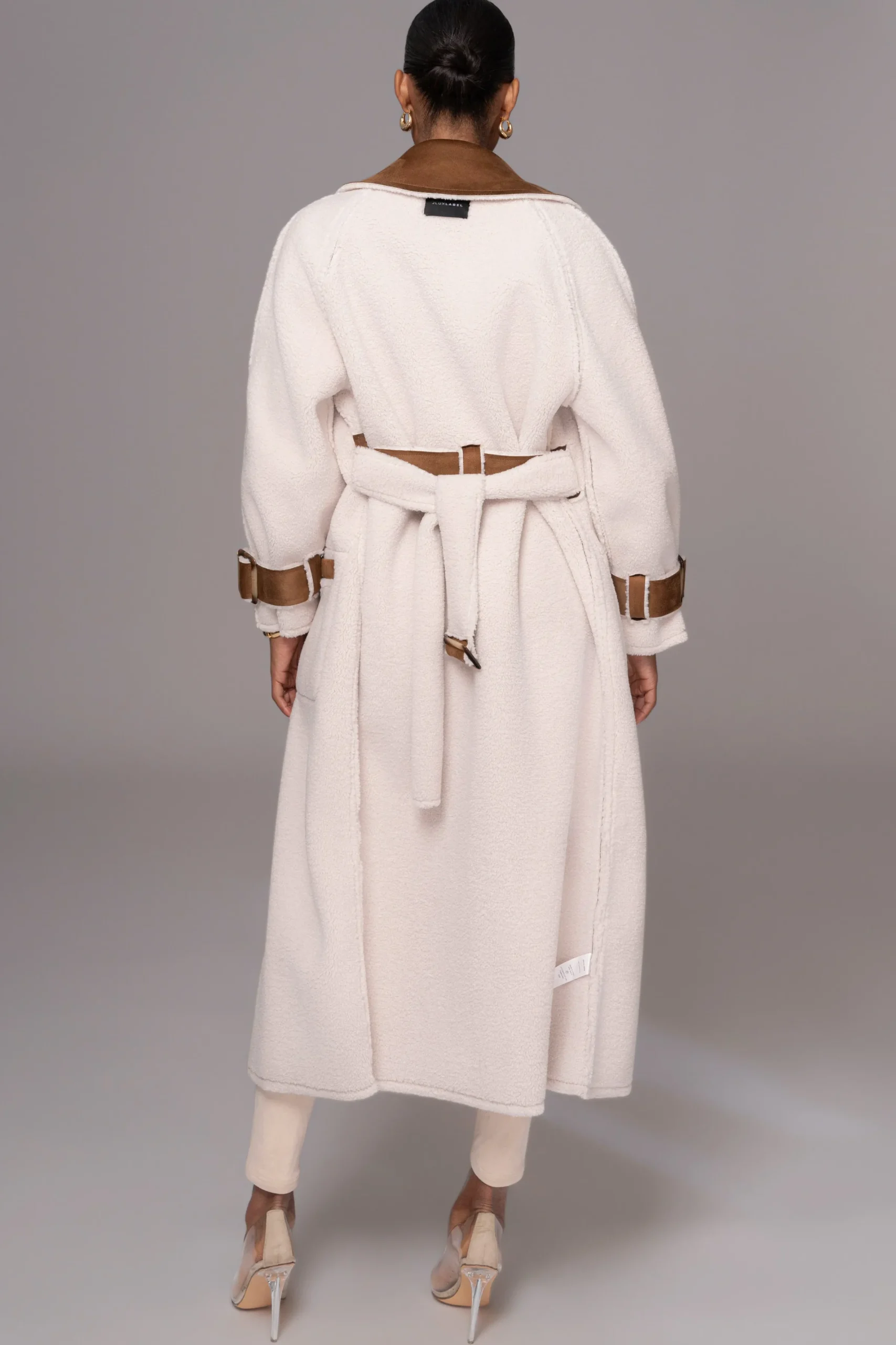 JLUXLABEL Tan Suede And Sherpa Reversible Coat