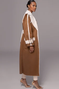 JLUXLABEL Tan Suede And Sherpa Reversible Coat