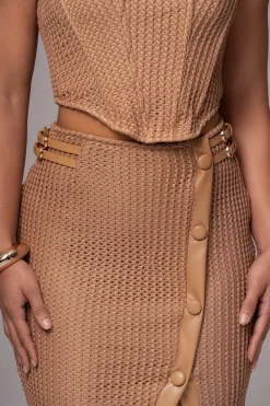 JLUXLABEL Tan Textured Harley Corset Top