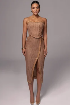 JLUXLABEL Tan Textured Harley Corset Top