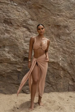 JLUXLABEL Tan Uncharted Waters Sarong