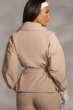 JLUXLABEL Tan Willow Belted Jacket