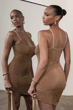JLUXLABEL Tan/Beige Mirage Reversible Mini Dress