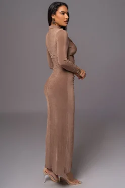 JLUXLABEL Taupe Zahra Button Front Maxi Dress