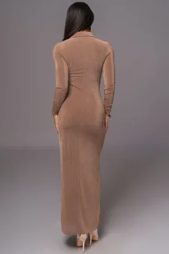 JLUXLABEL Taupe Zahra Button Front Maxi Dress