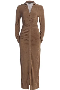 JLUXLABEL Taupe Zahra Button Front Maxi Dress