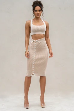 JLUXLABEL Taupe/White Over The Top Skirt
