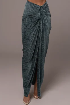 JLUXLABEL Teal Chosen One Velvet Skirt Set