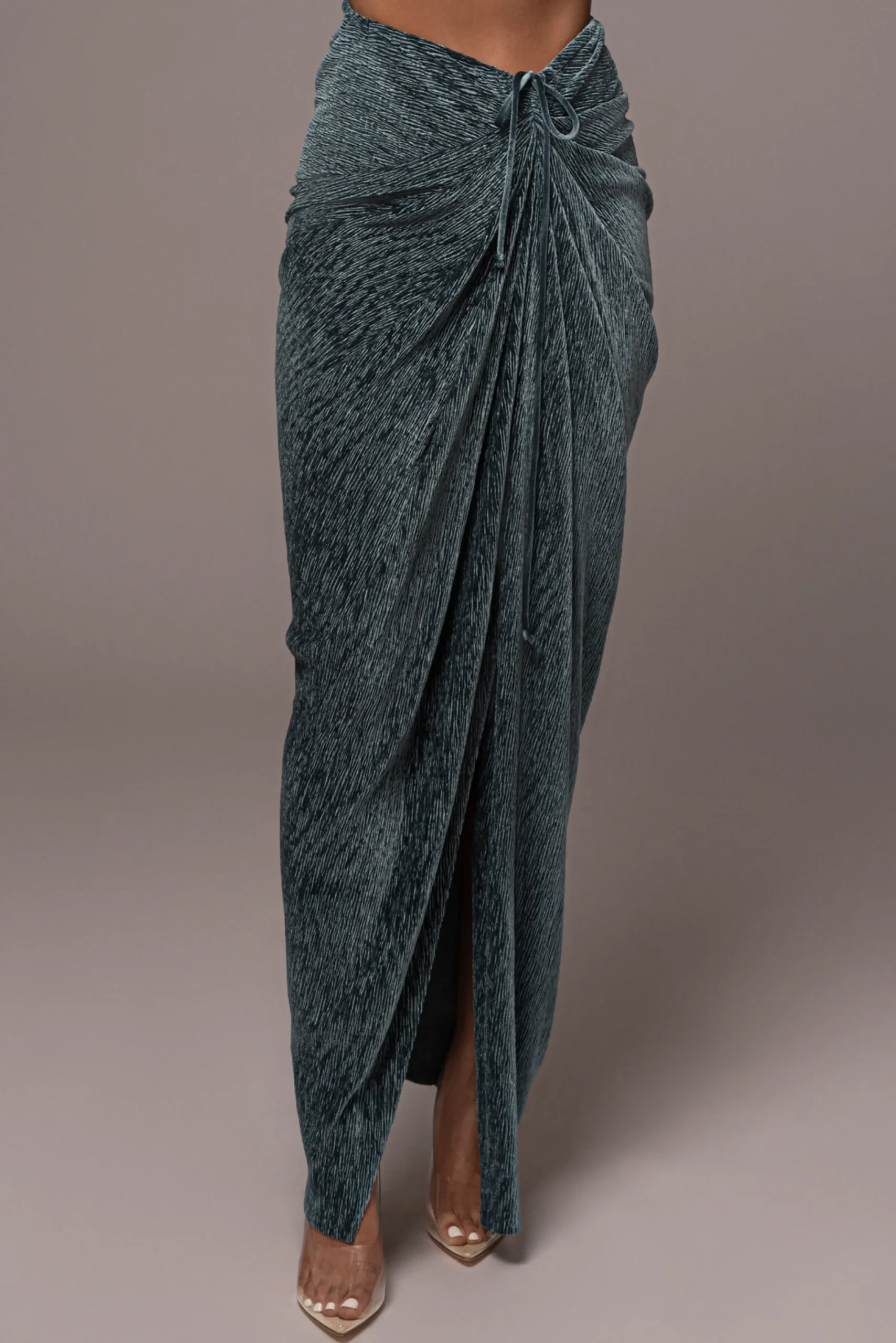 JLUXLABEL Teal Chosen One Velvet Skirt Set