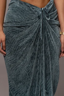 JLUXLABEL Teal Chosen One Velvet Skirt Set
