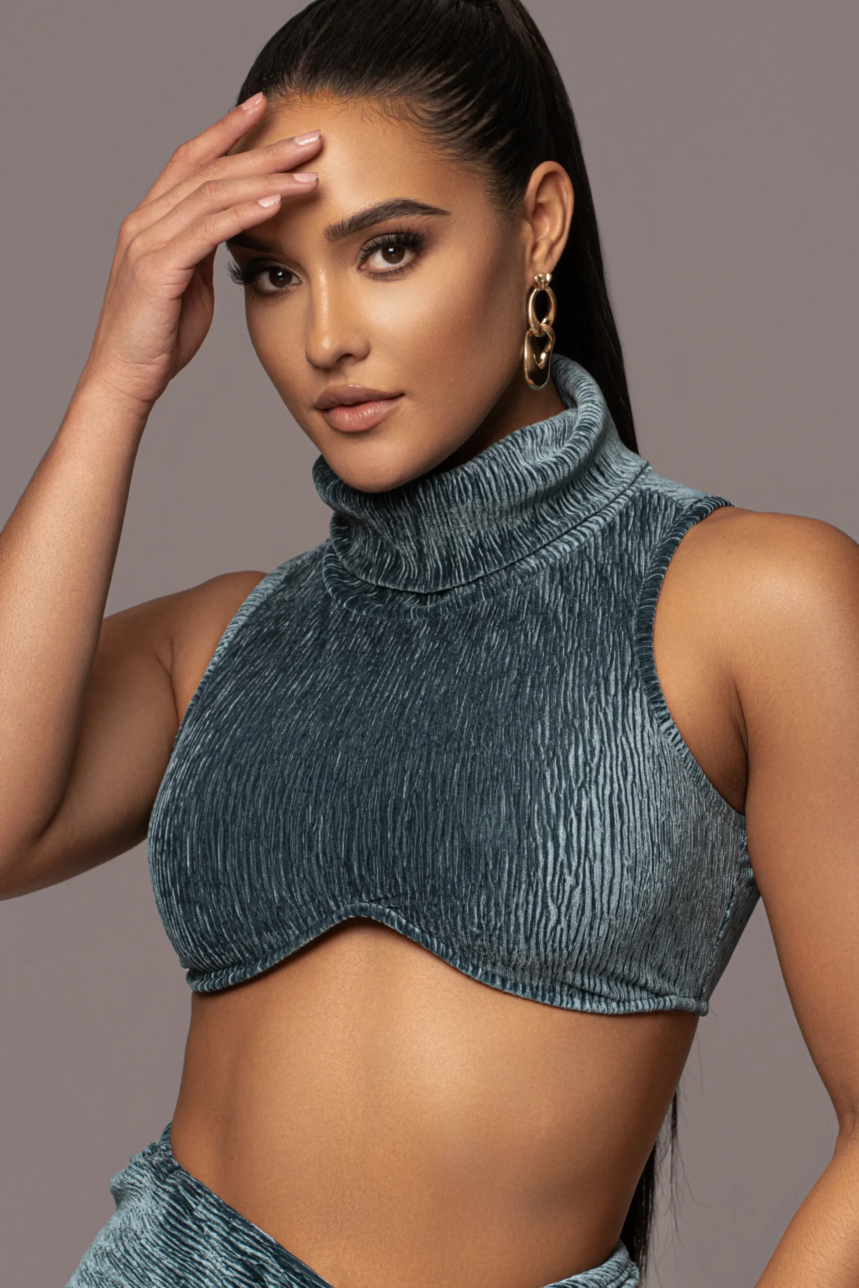 JLUXLABEL Teal Chosen One Velvet Skirt Set