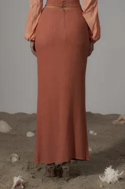 JLUXLABEL Terra Cotta Dreamland Linen Skirt