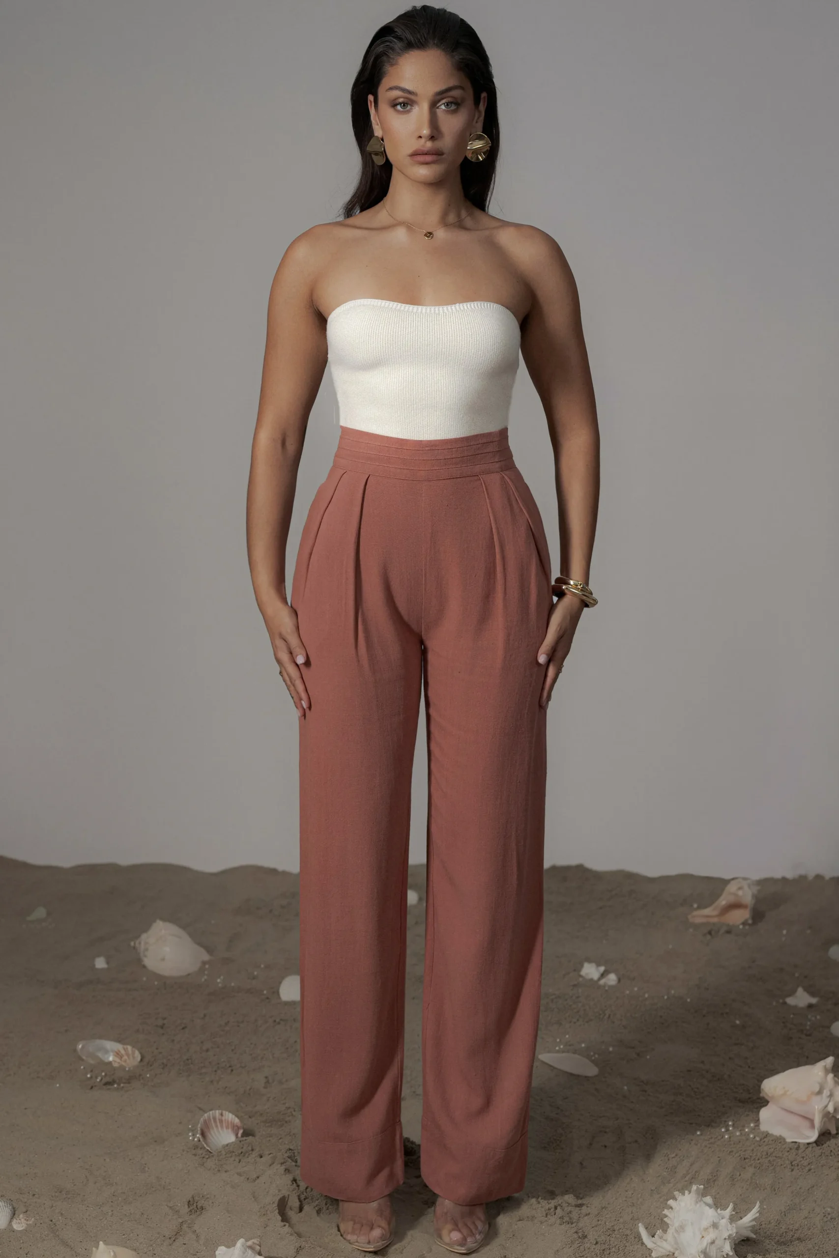 JLUXLABEL Terra Cotta Villa Views Linen Trousers
