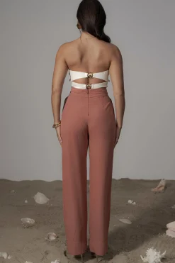 JLUXLABEL Terra Cotta Villa Views Linen Trousers