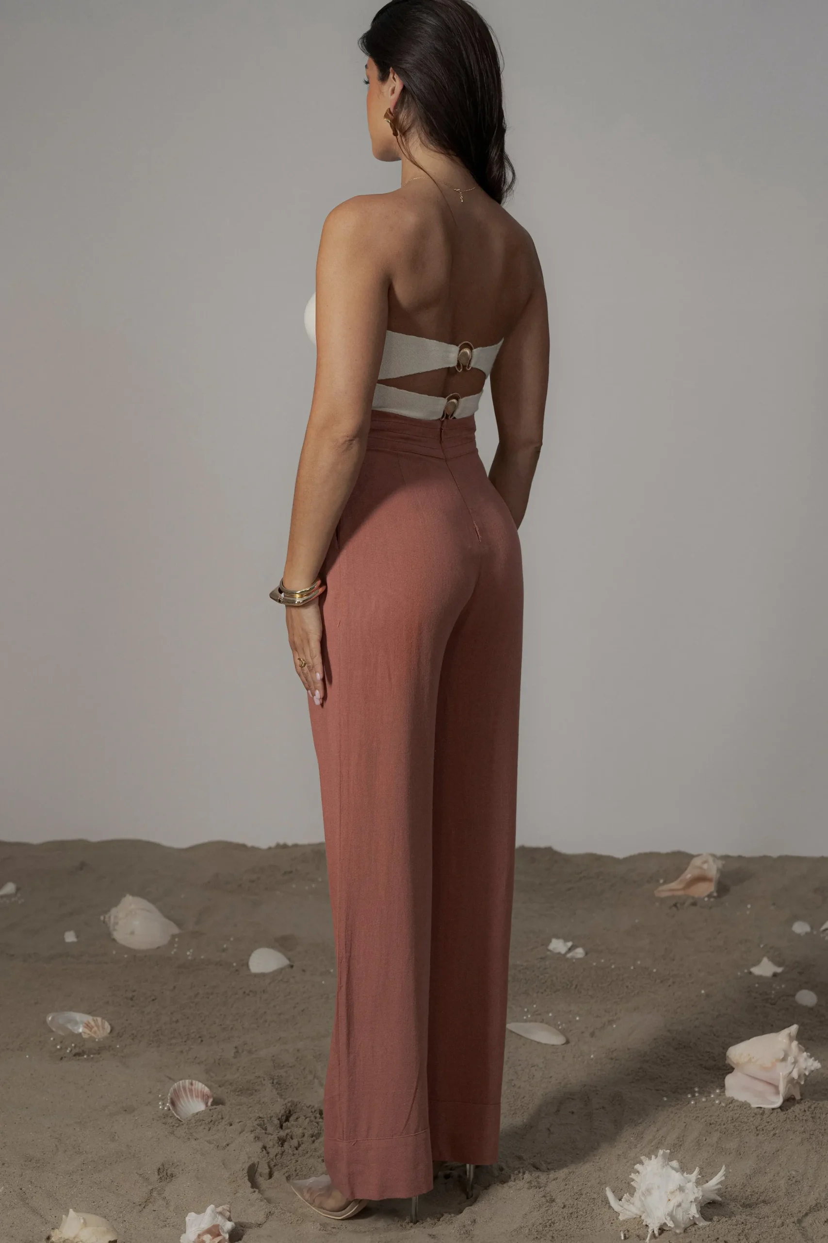 JLUXLABEL Terra Cotta Villa Views Linen Trousers