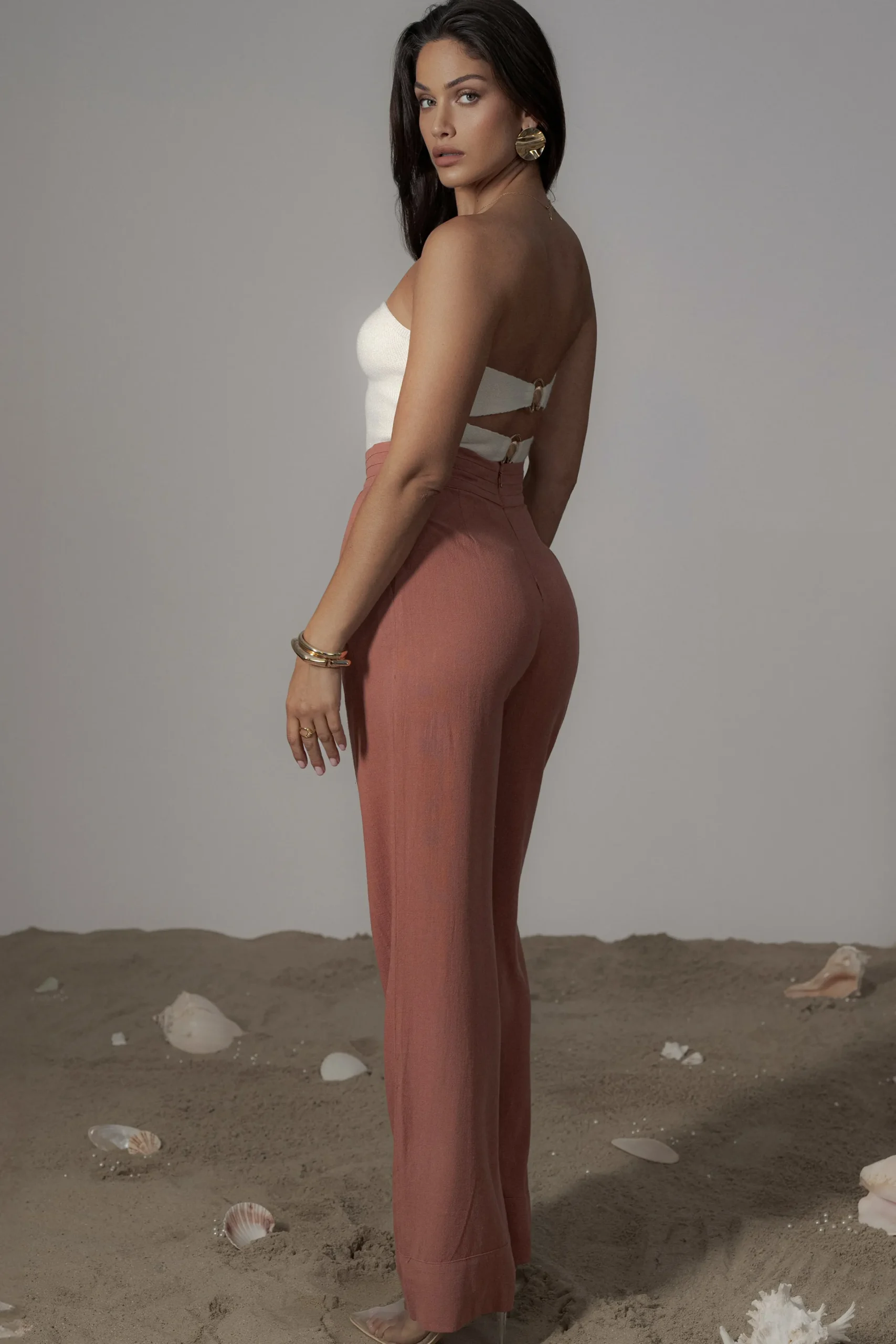 JLUXLABEL Terra Cotta Villa Views Linen Trousers