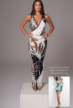 JLUXLABEL Tropical Print Revival Wrap Dress