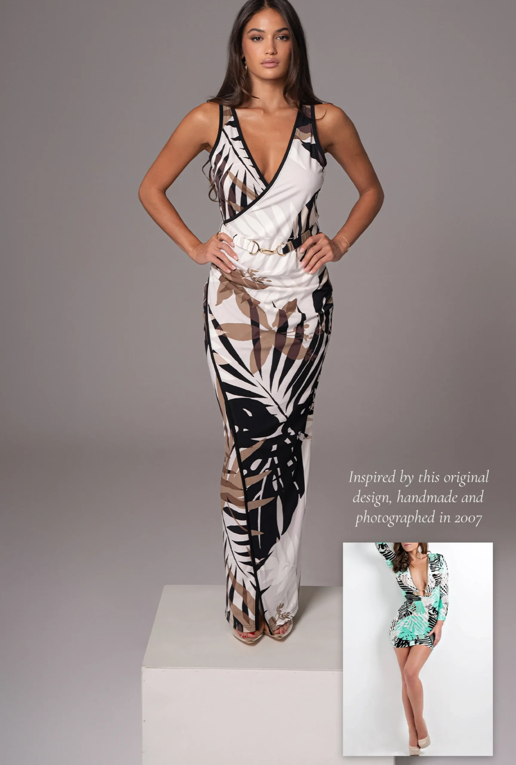 JLUXLABEL Tropical Print Revival Wrap Dress