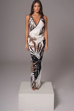 JLUXLABEL Tropical Print Revival Wrap Dress