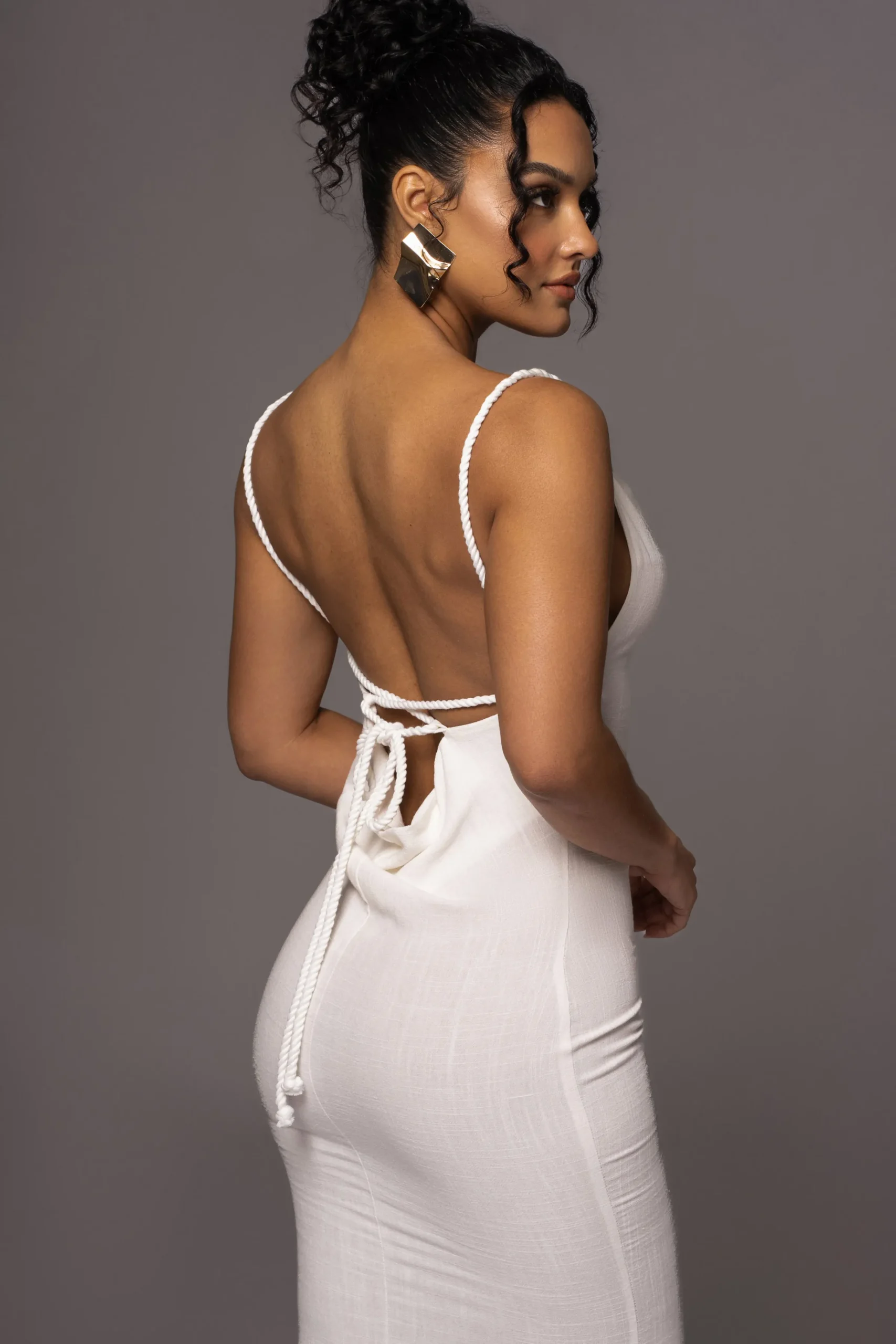 JLUXLABEL White Adventure Awaits Linen Maxi Dress