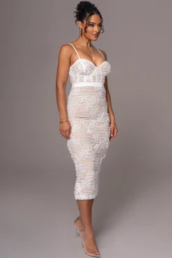 JLUXLABEL White Angelic Lace Midi Dress
