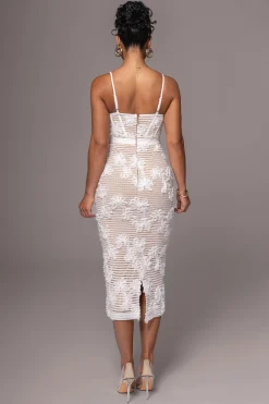 JLUXLABEL White Angelic Lace Midi Dress