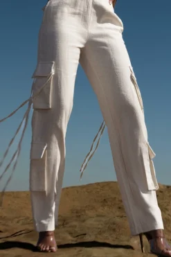 JLUXLABEL White Better Half Linen Utility Pants