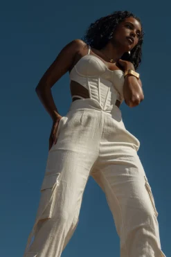 JLUXLABEL White Better Half Linen Utility Pants