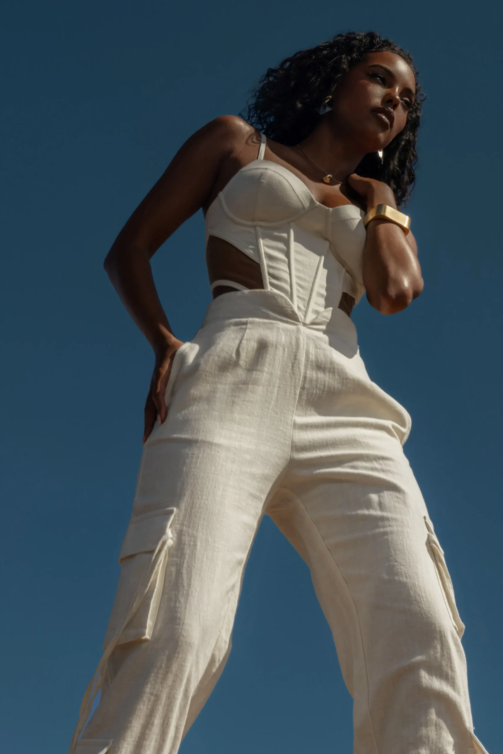 JLUXLABEL White Better Half Linen Utility Pants