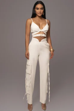 JLUXLABEL White Better Half Linen Utility Pants