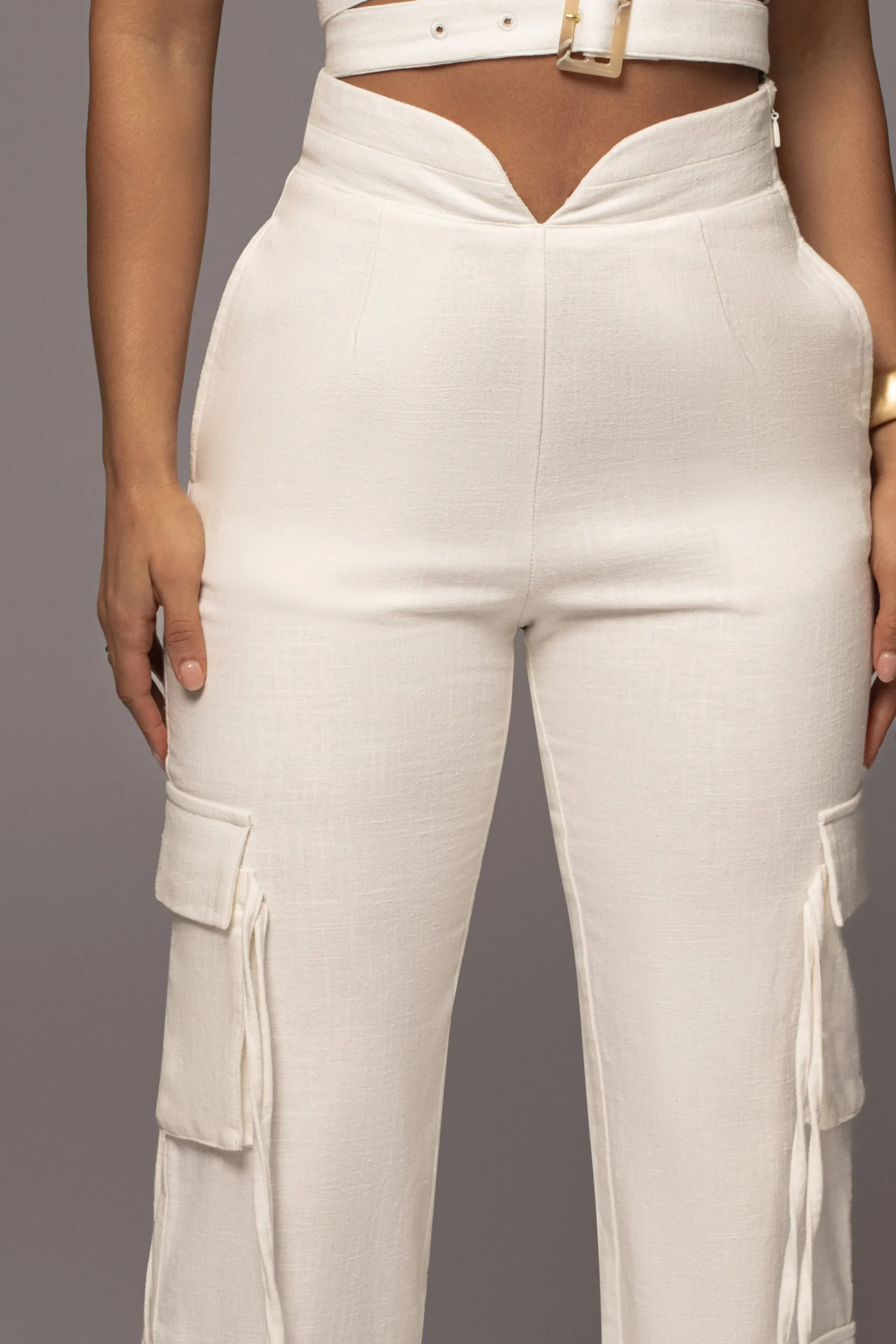 JLUXLABEL White Better Half Linen Utility Pants