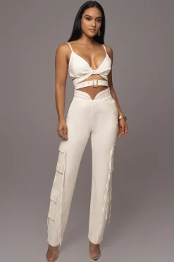 JLUXLABEL White Better Half Linen Utility Pants