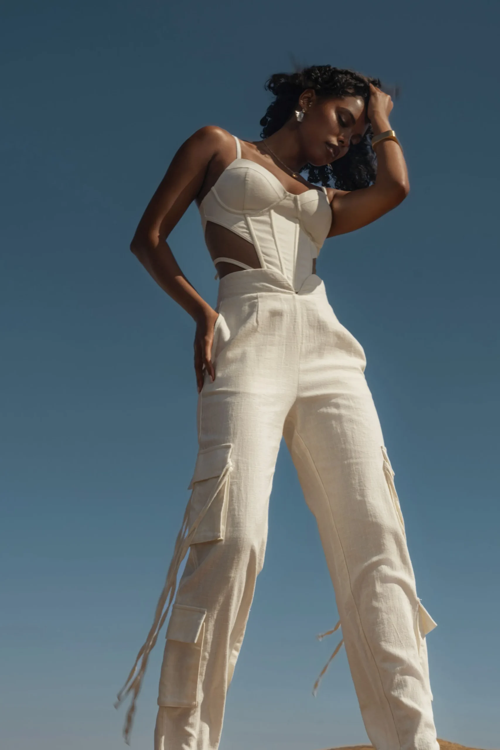 JLUXLABEL White Better Half Linen Utility Pants
