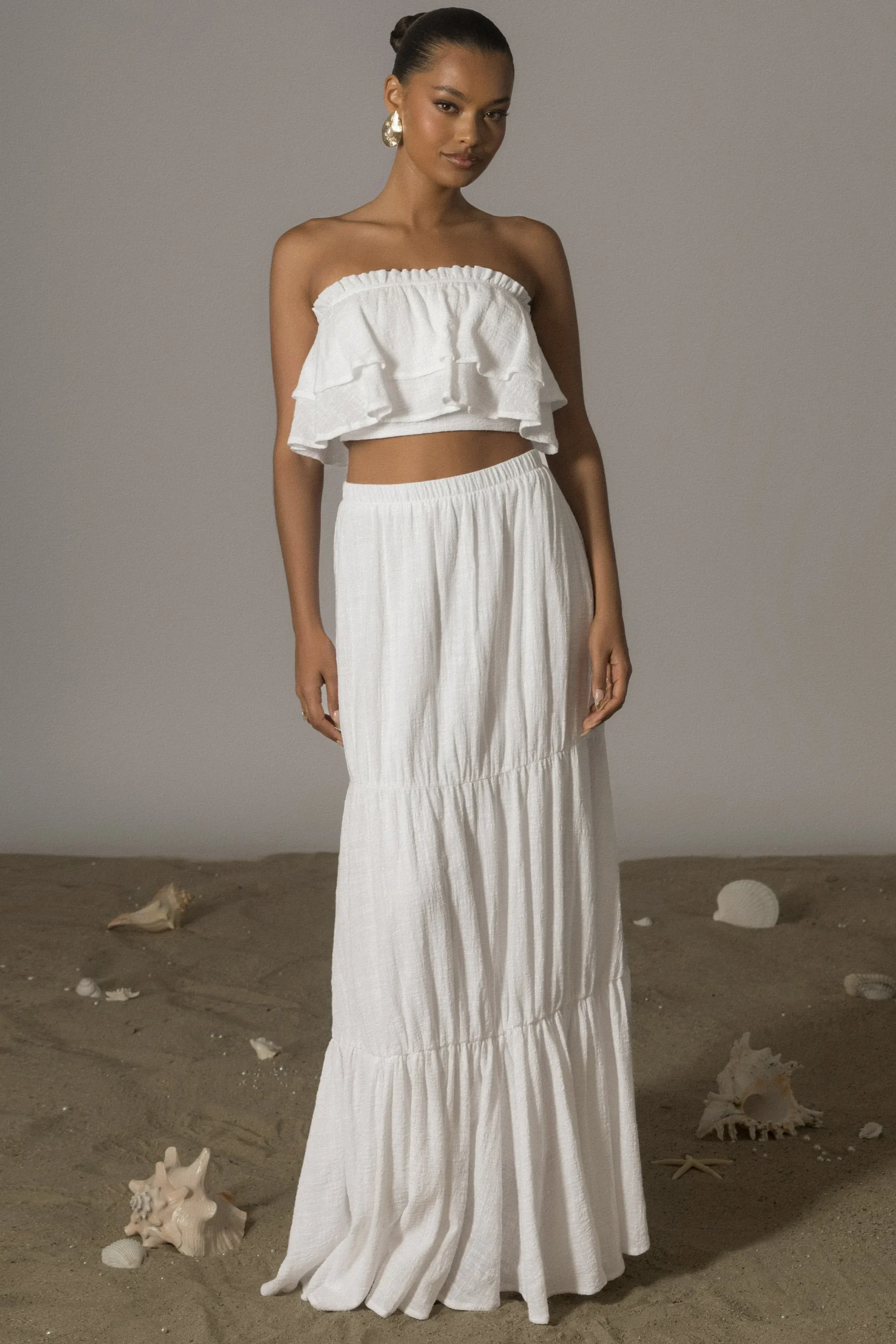 JLUXLABEL White By The Sea Skirt Set