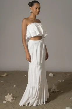 JLUXLABEL White By The Sea Skirt Set