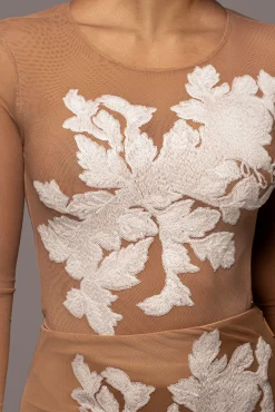 JLUXLABEL White Charmed Embroidered Mesh Bodysuit