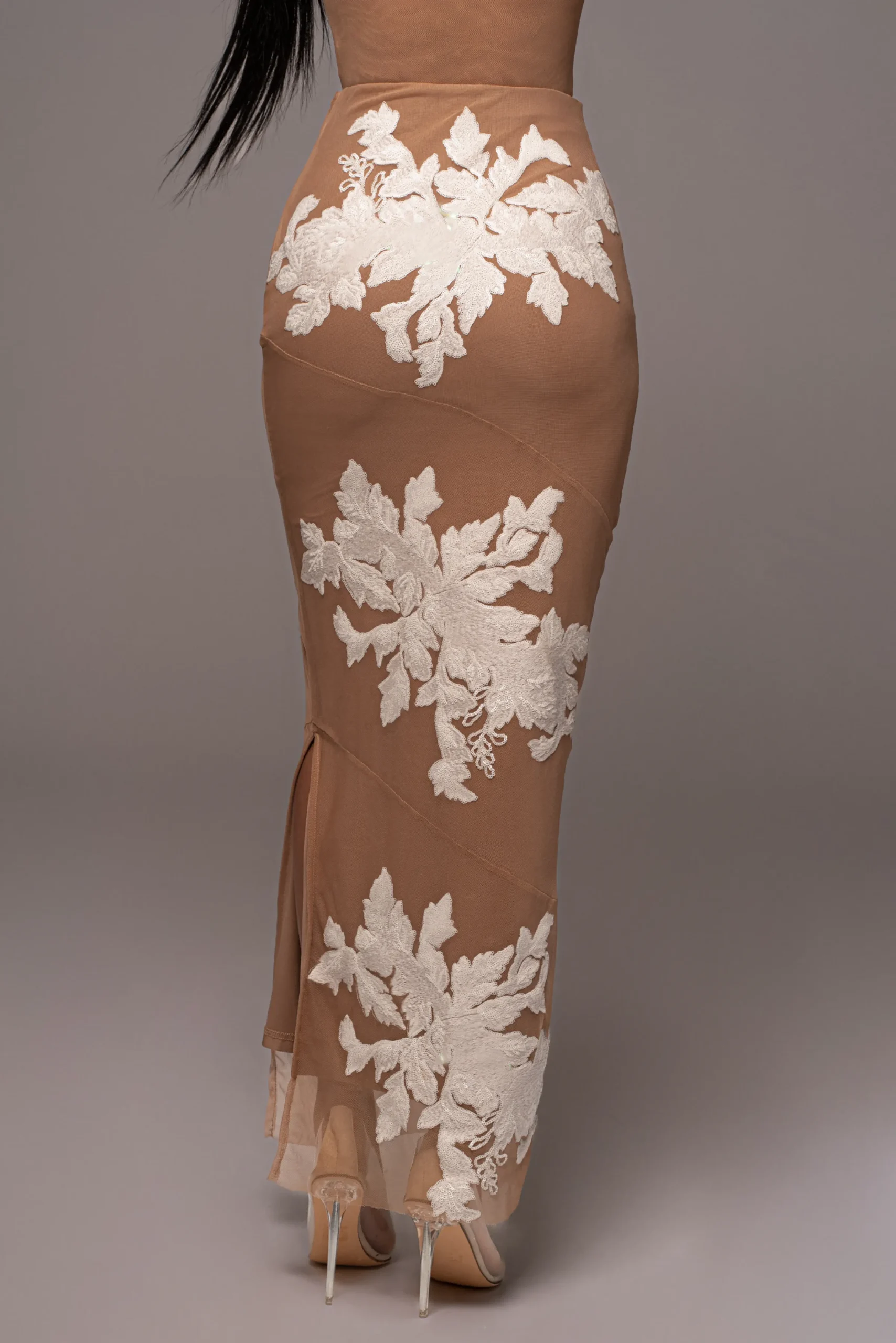 JLUXLABEL White Edena Embroidered Midi Skirt