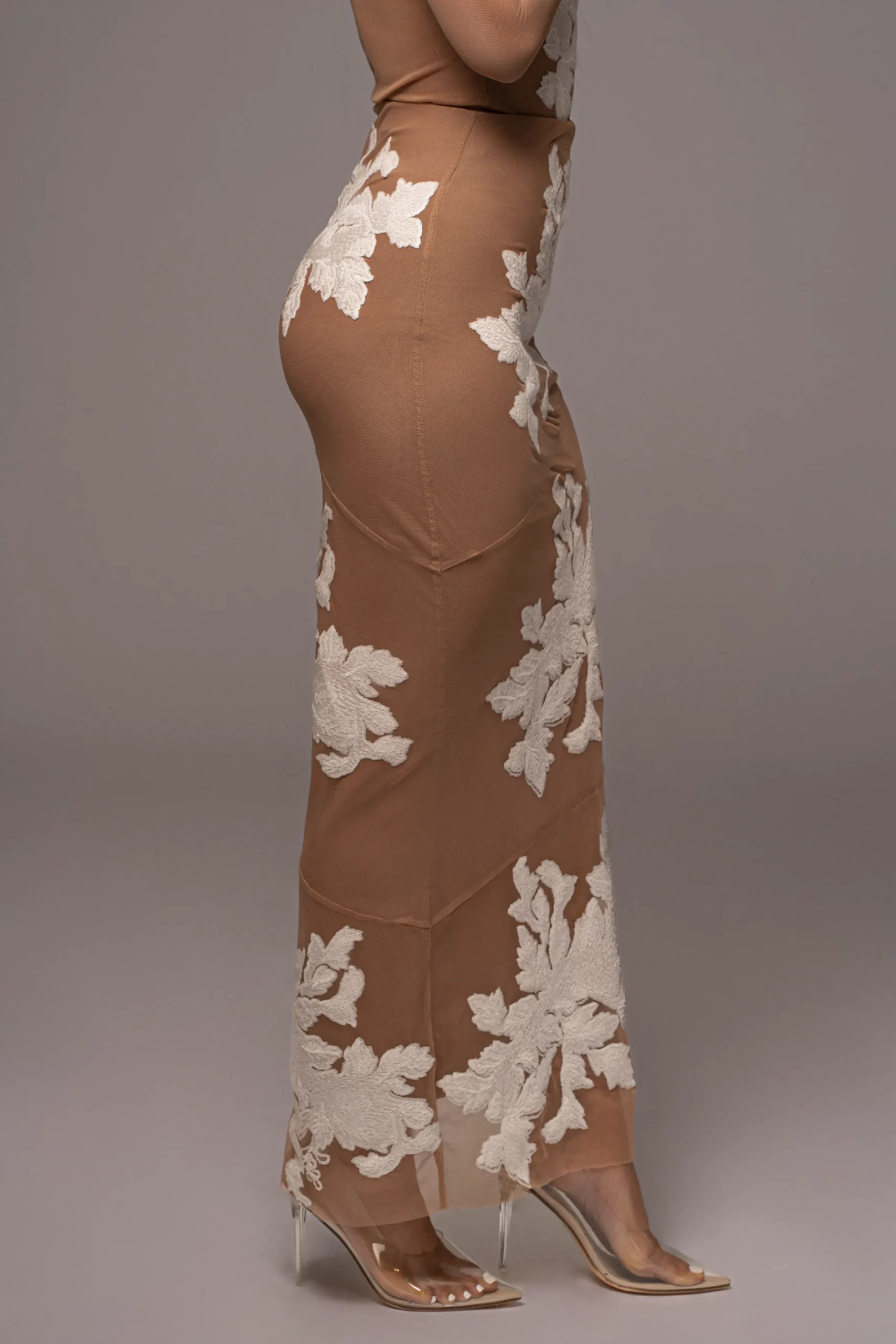 JLUXLABEL White Edena Embroidered Midi Skirt