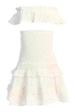 Kids JLUXLABEL White Emily Ruffled Skirt Set
