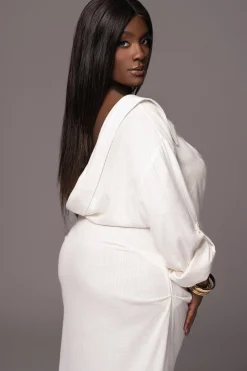 JLUXLABEL White Evita Linen Draped Dress