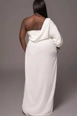JLUXLABEL White Evita Linen Draped Dress