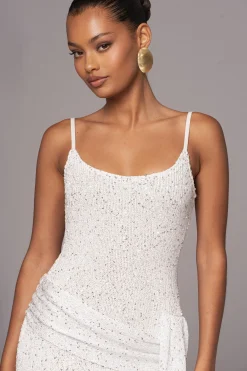 JLUXLABEL White Golden Dusk Sequin Dress