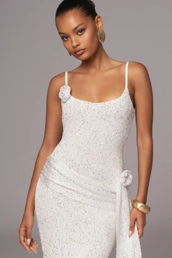 JLUXLABEL White Golden Dusk Sequin Dress