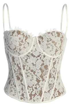 JLUXLABEL White Grecia Lace Bustier Top