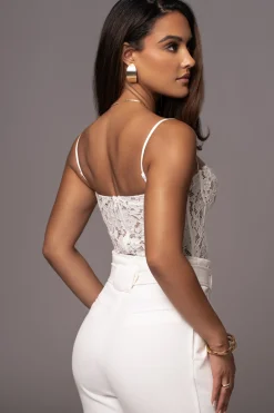JLUXLABEL White Grecia Lace Bustier Top